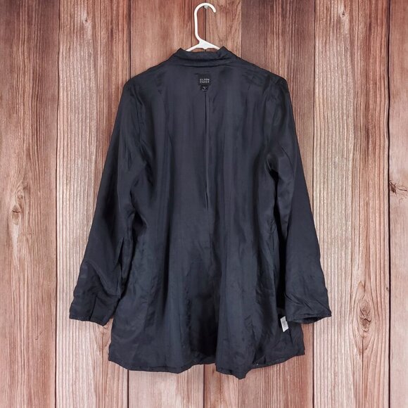 Eileen Fisher Womens Size Medium Sequin Jacket Snap Button 100% Silk Black - Picture 8 of 14